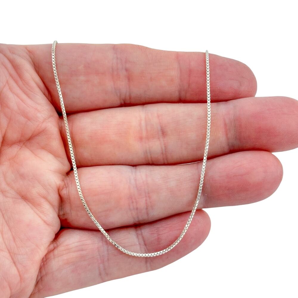 Vintage Italian Sterling Silver 925 Box Link Chain Necklace 18"
